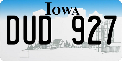 IA license plate DUD927