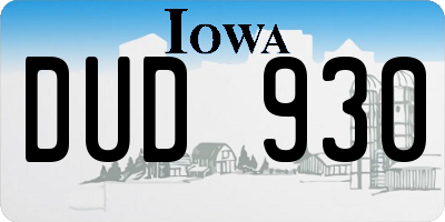 IA license plate DUD930