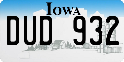 IA license plate DUD932
