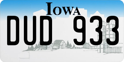 IA license plate DUD933