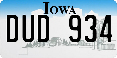 IA license plate DUD934
