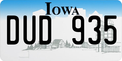 IA license plate DUD935