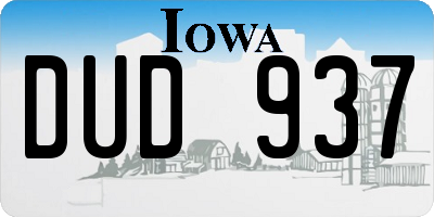 IA license plate DUD937