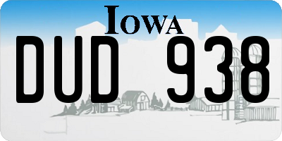 IA license plate DUD938