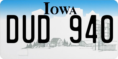 IA license plate DUD940