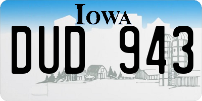 IA license plate DUD943