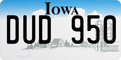 IA license plate DUD950