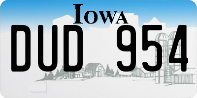 IA license plate DUD954