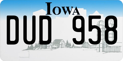 IA license plate DUD958