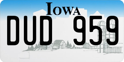 IA license plate DUD959
