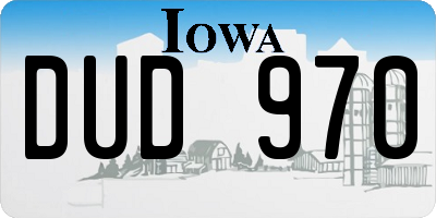 IA license plate DUD970