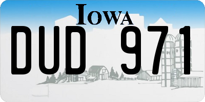 IA license plate DUD971