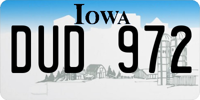 IA license plate DUD972
