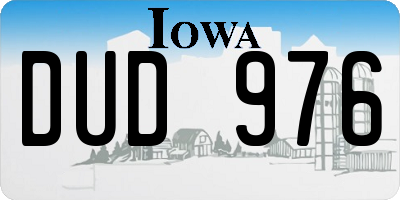 IA license plate DUD976
