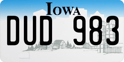 IA license plate DUD983