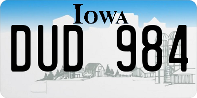 IA license plate DUD984