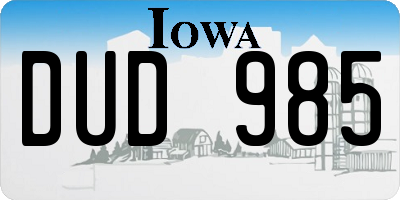IA license plate DUD985