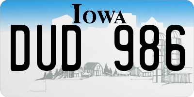 IA license plate DUD986