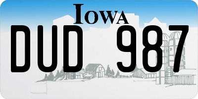 IA license plate DUD987