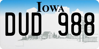 IA license plate DUD988