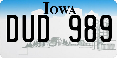 IA license plate DUD989