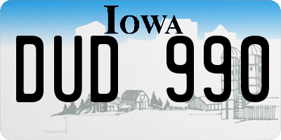 IA license plate DUD990
