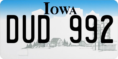 IA license plate DUD992