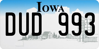 IA license plate DUD993