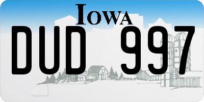 IA license plate DUD997