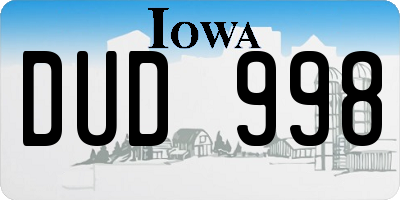 IA license plate DUD998