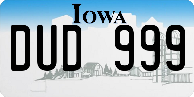 IA license plate DUD999