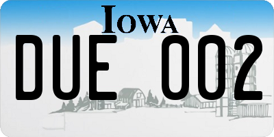 IA license plate DUE002