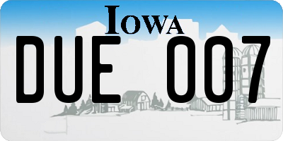 IA license plate DUE007