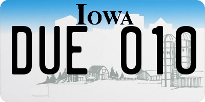 IA license plate DUE010