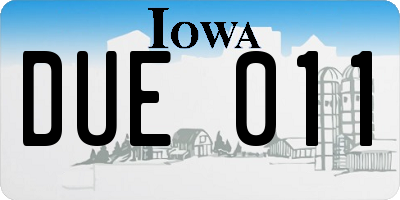 IA license plate DUE011
