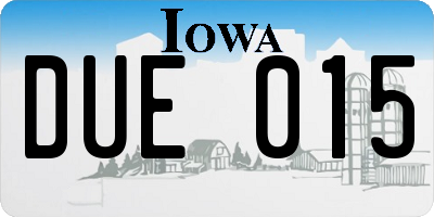 IA license plate DUE015