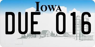 IA license plate DUE016