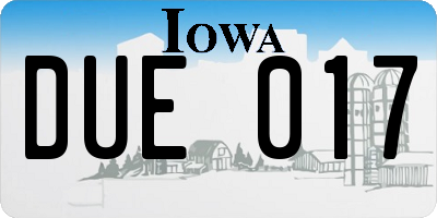 IA license plate DUE017