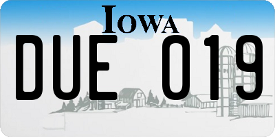 IA license plate DUE019