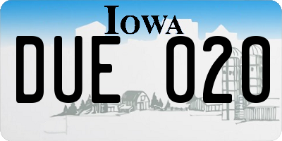 IA license plate DUE020