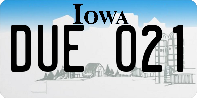 IA license plate DUE021