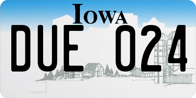 IA license plate DUE024