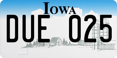 IA license plate DUE025