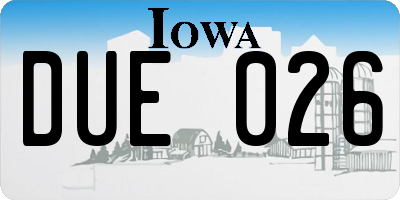 IA license plate DUE026