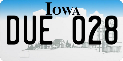 IA license plate DUE028