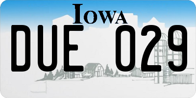 IA license plate DUE029