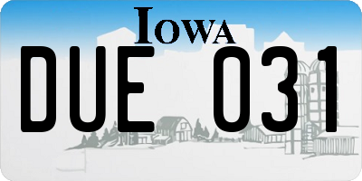 IA license plate DUE031