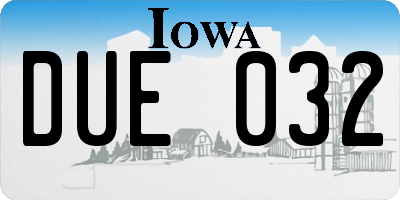 IA license plate DUE032