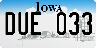 IA license plate DUE033