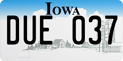 IA license plate DUE037